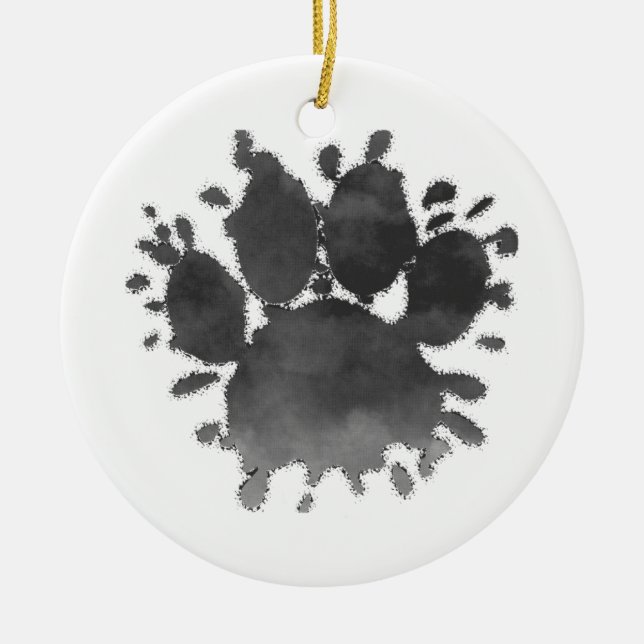 Dog Paw Print Watercolor Canine Paw Keramik Ornament (Vorne)