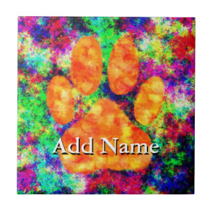 Dog Paw Print Watercolor Individuelle Name Fliese