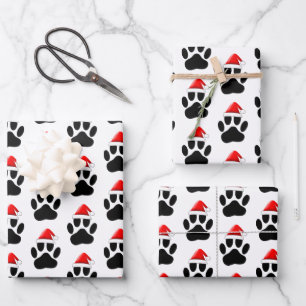 Dog Paw Print Weihnachtsmannmütze Weihnachten Geschenkpapier Set