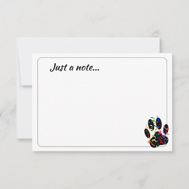 Dog Paw Print With Confetti Streamer Just a Note Mitteilungskarte (Vorderseite)
