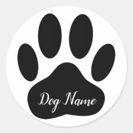Dog Paw Print With Custom Name Canine Runder Aufkleber
