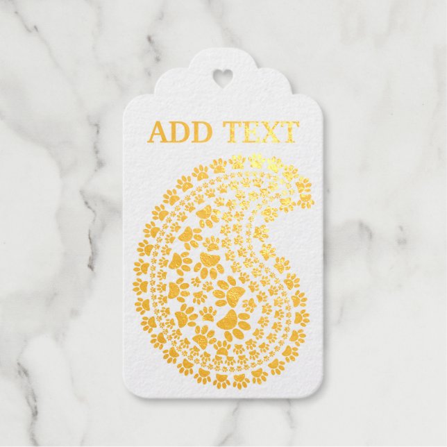 Dog Paw Prints and Hearts Paisley Muster Geschenkanhänger (Vorderseite)