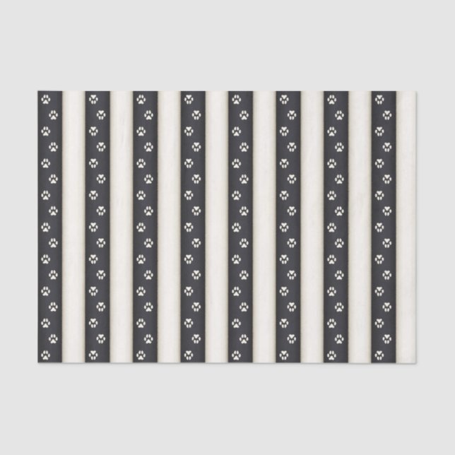 Dog Paw Prints auf schwarzen und antiken weißen St Seidenpapier (Vorderseite)