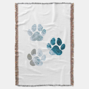 Dog Paw Prints - Beach Waves and Sand Decke