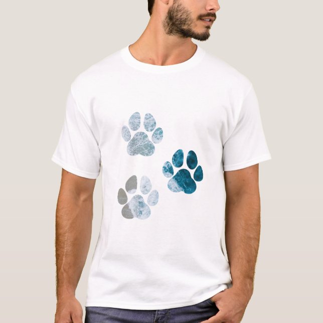Dog Paw Prints - Beach Waves and Sand T-Shirt (Vorderseite)