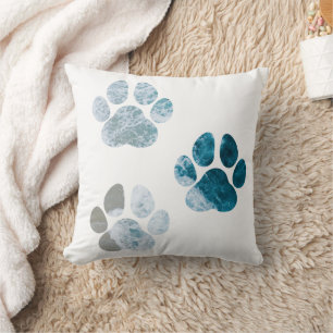 Dog Paw Prints - Beach Waves und Sand Beach Kissen