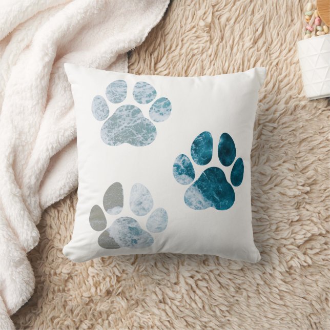 Dog Paw Prints - Beach Waves und Sand Beach Kissen (Decke)