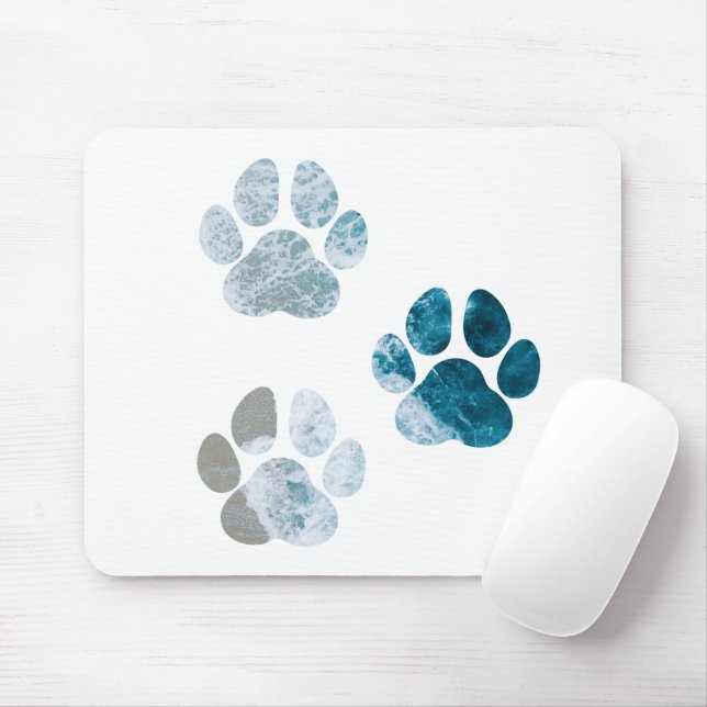 Dog Paw Prints - Beach Waves und Sand Beach Mousepad (Mit Mouse)