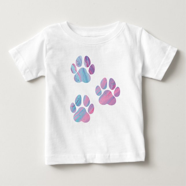 Dog Paw Prints - farbenfrohe Wirbel Baby T-shirt (Vorderseite)