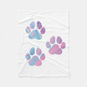 Dog Paw Prints - farbenfrohe Wirbel Fleecedecke