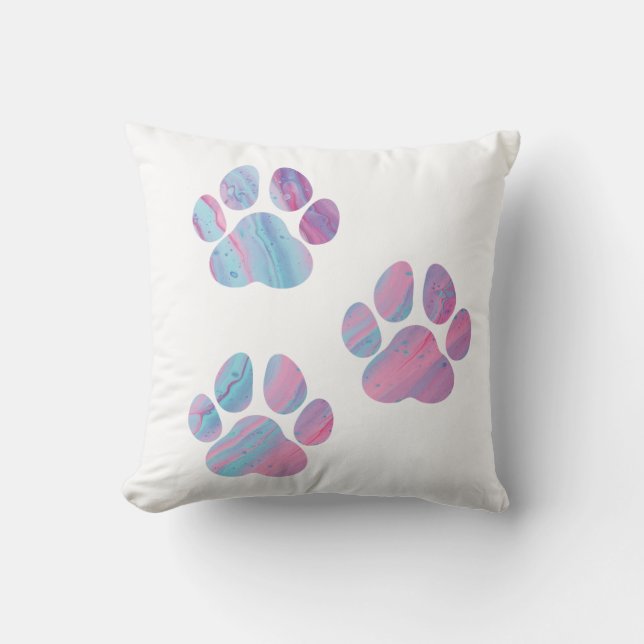 Dog Paw Prints - farbenfrohe Wirbel Kissen (Vorderseite)