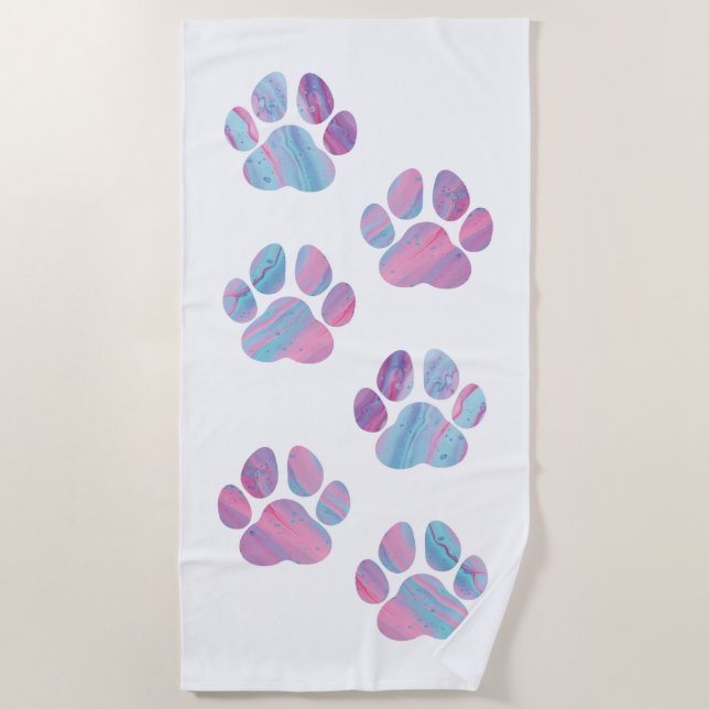 Dog Paw Prints - farbenfrohe Wirbel Strandtuch (Vorderseite)