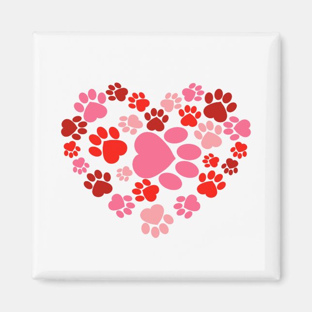 Dog Paw Prints Heart Magnet (Vorne)
