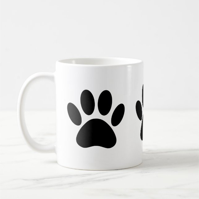 Dog Paw Prints in Schwarz Kaffeetasse (Links)