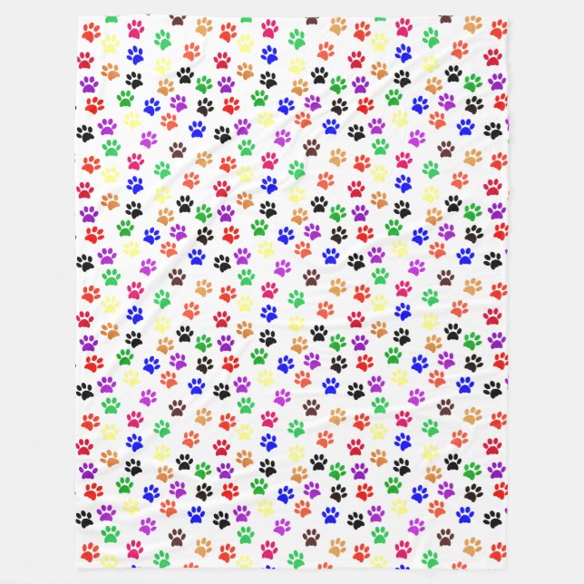 Dog Paw Prints mit Niedlichen Grundfarben Fleecedecke (Vorderseite)
