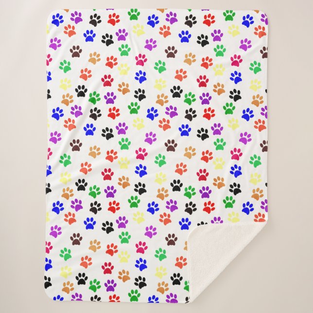 Dog Paw Prints mit Niedlichen Grundfarben Sherpadecke (Vorderseite)