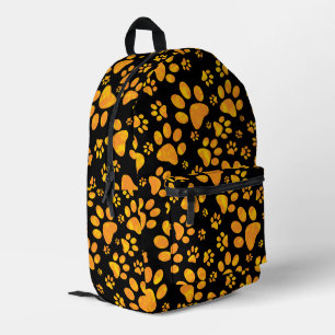 Dog Paw Prints Orange Bedruckter Rucksack