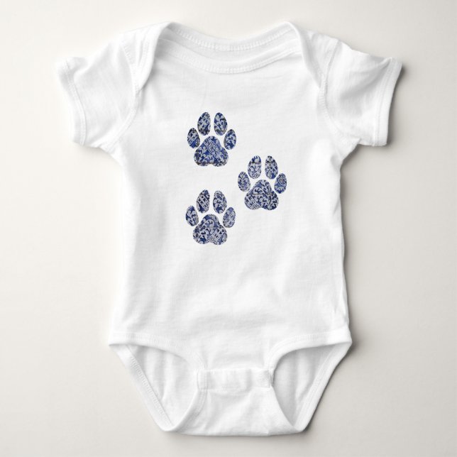 Dog Paw Prints - Portugiesische Tiles Baby Strampler (Vorderseite)