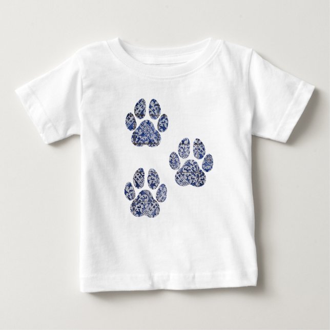 Dog Paw Prints - Portugiesische Tiles Baby T-shirt (Vorderseite)