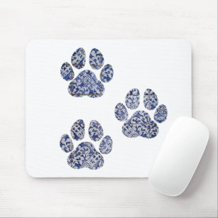 Dog Paw Prints - Portugiesische Tiles Mousepad