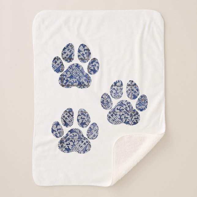 Dog Paw Prints - Portugiesische Tiles Sherpadecke (Vorderseite)