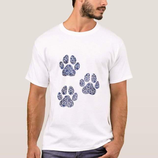 Dog Paw Prints - Portugiesische Tiles T-Shirt (Vorderseite)