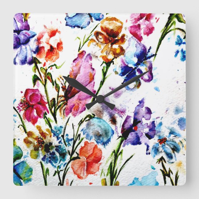 DOG PAW PRINTS QUADRATISCHE WANDUHR (Vorderseite)