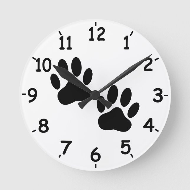 Dog Paw Prints Runde Wanduhr (Vorderseite)