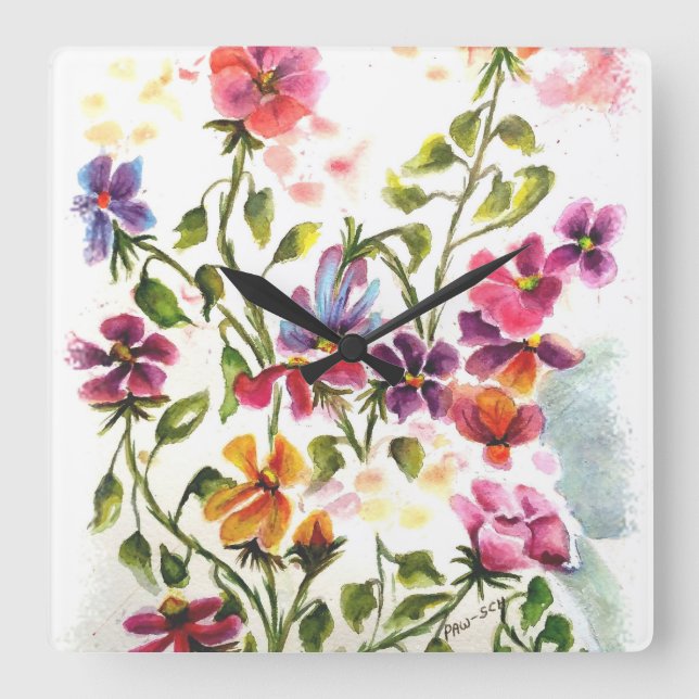 DOG PAW PRINTS SECRET ANGEL QUADRATISCHE WANDUHR (Vorderseite)