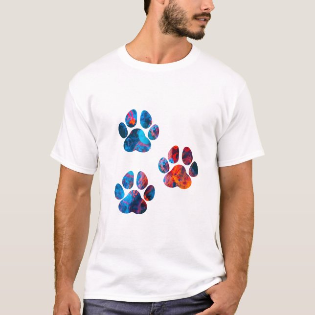 Dog Paw Prints - Tinte in Wasser T-Shirt (Vorderseite)