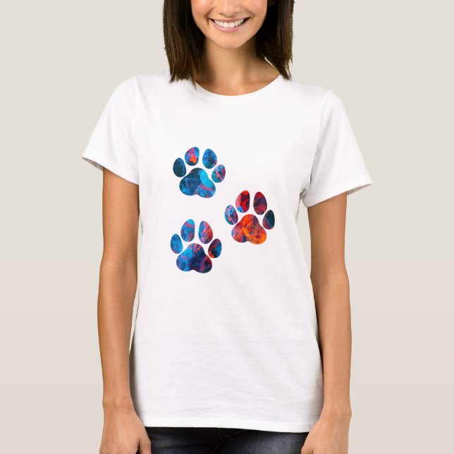 Dog Paw Prints - Tinte in Wasser T-Shirt (Vorderseite)