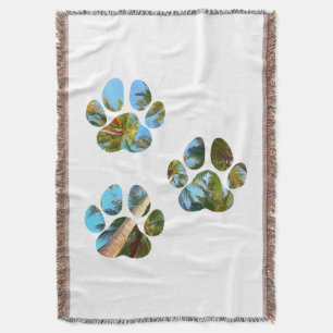Dog Paw Prints - Tropische Palmen Decke