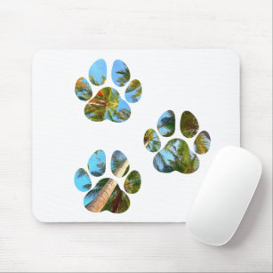 Dog Paw Prints - Tropische Palmen Mousepad