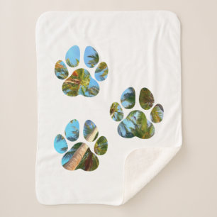 Dog Paw Prints - Tropische Palmen Sherpadecke