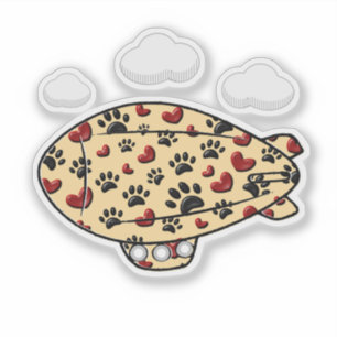 Dog Paw Prints und Red Hearts Custom Blimp Aufkleber
