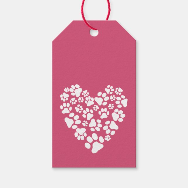 Dog Paw Prints Valentine Herz Geschenkanhänger (Vorderseite)