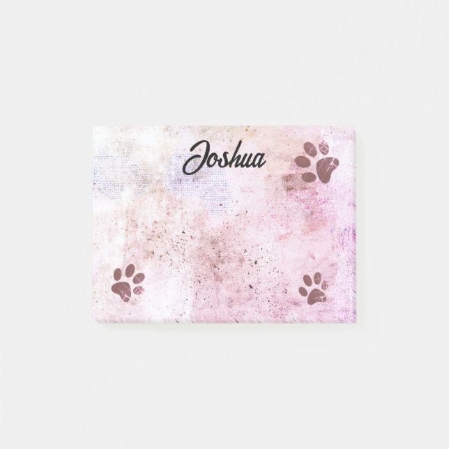 dog paw prints watercolor design personalized  post-it klebezettel (Vorderseite)