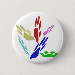 Dog Paw Prints With Polka Dots Button