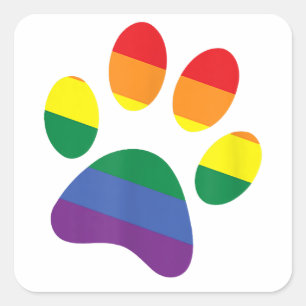 Dog Paw Rainbow Paw LGBT Gay Pride Lesbische Unter Quadratischer Aufkleber