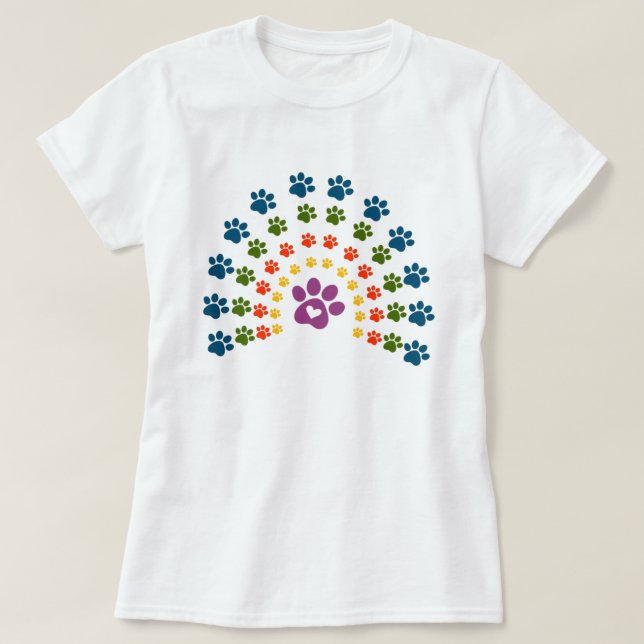 Dog Paw Rainbow T - Shirt (Design vorne)