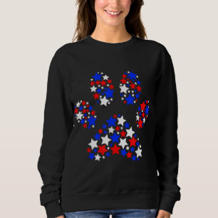 Dog Paw Red White Blue Stars 4. Juli Dog Cat L Sweatshirt