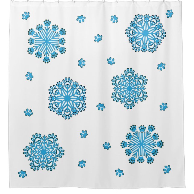 Dog Paw Snowflake Duschvorhang (Vorderseite)