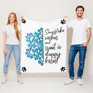 Dog Paw Snowflake Kisses Fleecedecke