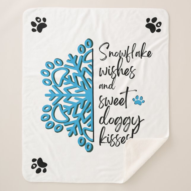 Dog Paw Snowflake Kisses Sherpadecke (Vorderseite)