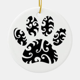 Dog Paw Tattoo Tribal Print Keramik Ornament