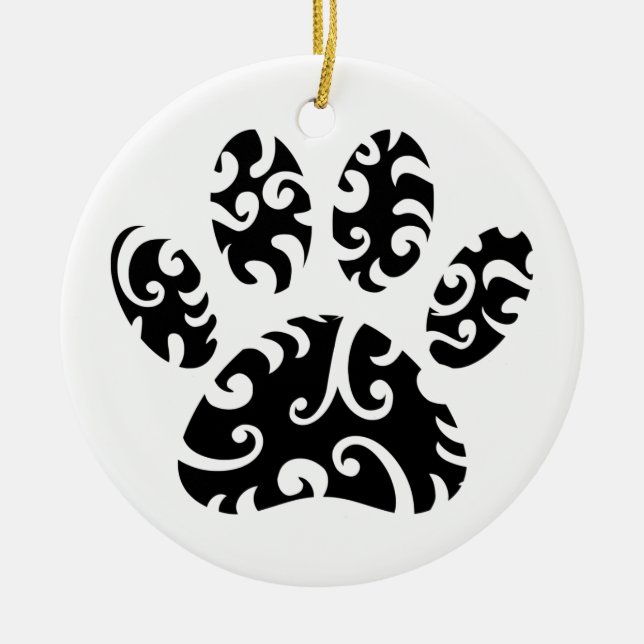 Dog Paw Tattoo Tribal Print Keramik Ornament (Vorne)