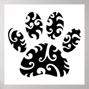 Dog Paw Tattoo Tribal Print Poster