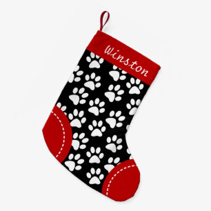 Dog Paw Themed Black Personalisiert Christmas Kleiner Weihnachtsstrumpf