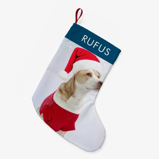 Dog Paw Themed Personalisiertes Foto Kleiner Weihnachtsstrumpf (Vorderansicht (hängend))
