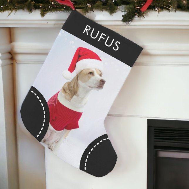 Dog Paw Themed Personalisiertes Foto Kleiner Weihnachtsstrumpf (Dog Paw Themed Personalized Christmas Photo Small Christmas Stockings from Ricaso. Upload dog photo)